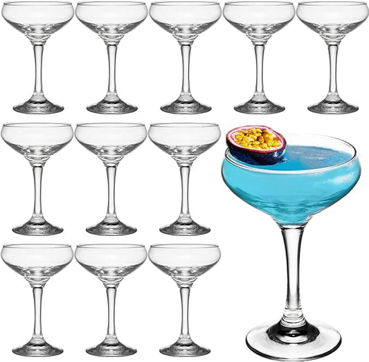 12 Pieces Crystal Martini Glasses Champagne Flute,Coupe Bowl Stemmed Cocktail Glasses,Set Of 12 Elegant Clear Goblets Colored Drinking Cups Champagne Wine Glasses for Parties Cocktail Margarita,Juice