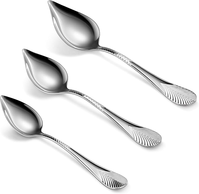 New Star Foodservice 1029031 Stainless Steel Precision Decorating Spoons/Saucier Spoons with Tapered Spout, Set of 3, 7-Inch, 8-Inch, 9-Inch