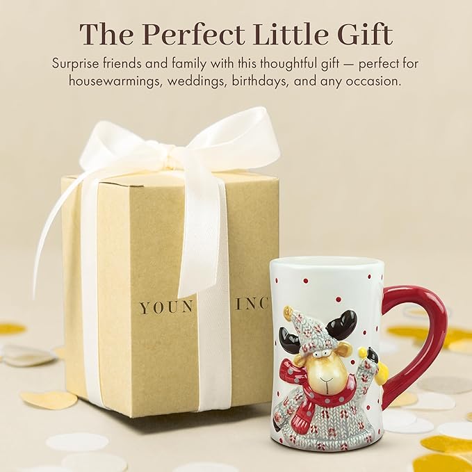 Young's Inc Large Ceramic Coffee Mug, Floral Print Mug, Unique Cups for Tea, Coffee, Cold Drinks, Gift for Coffee Lovers, Cooks, Birthday, Microwave-Safe Dishwasher Safe Kitchen Decor, 4.5-inch