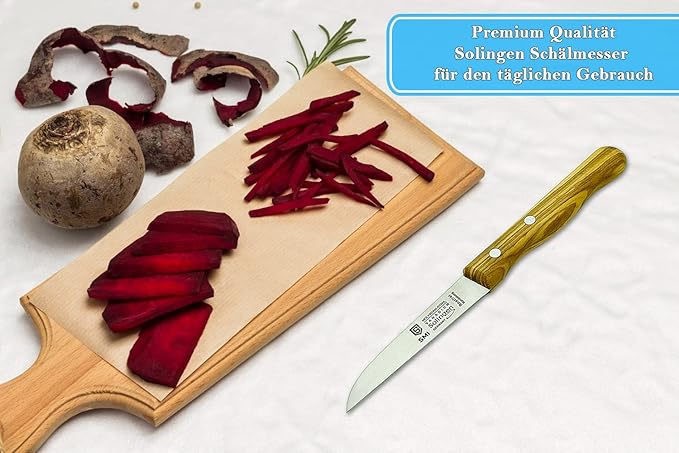 SMI - Paring Knife Olive Wood Handle Fruit Knife Solingen Knife - Made in Germany - Not Dishwasher Safe
