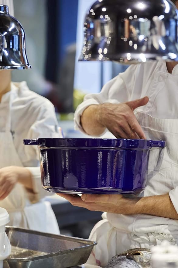 Staub Cast Iron 9-qt Round Cocotte - Dark Blue, Made in France