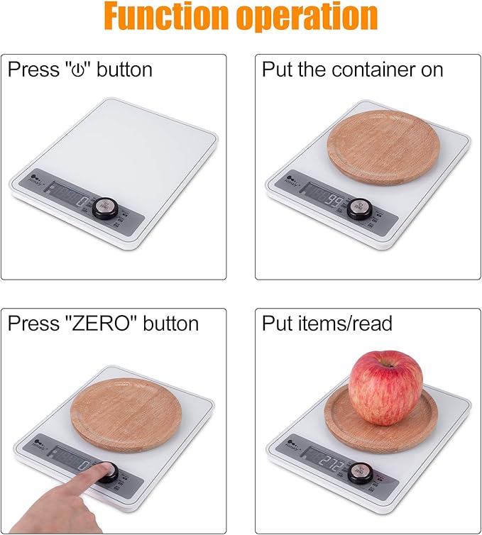 Digital Food Scale, Kitchen Scale for Cooking, Baking, and Weight Loss, 1g/0.03oz Precise Graduation, Tempered Glass (White)