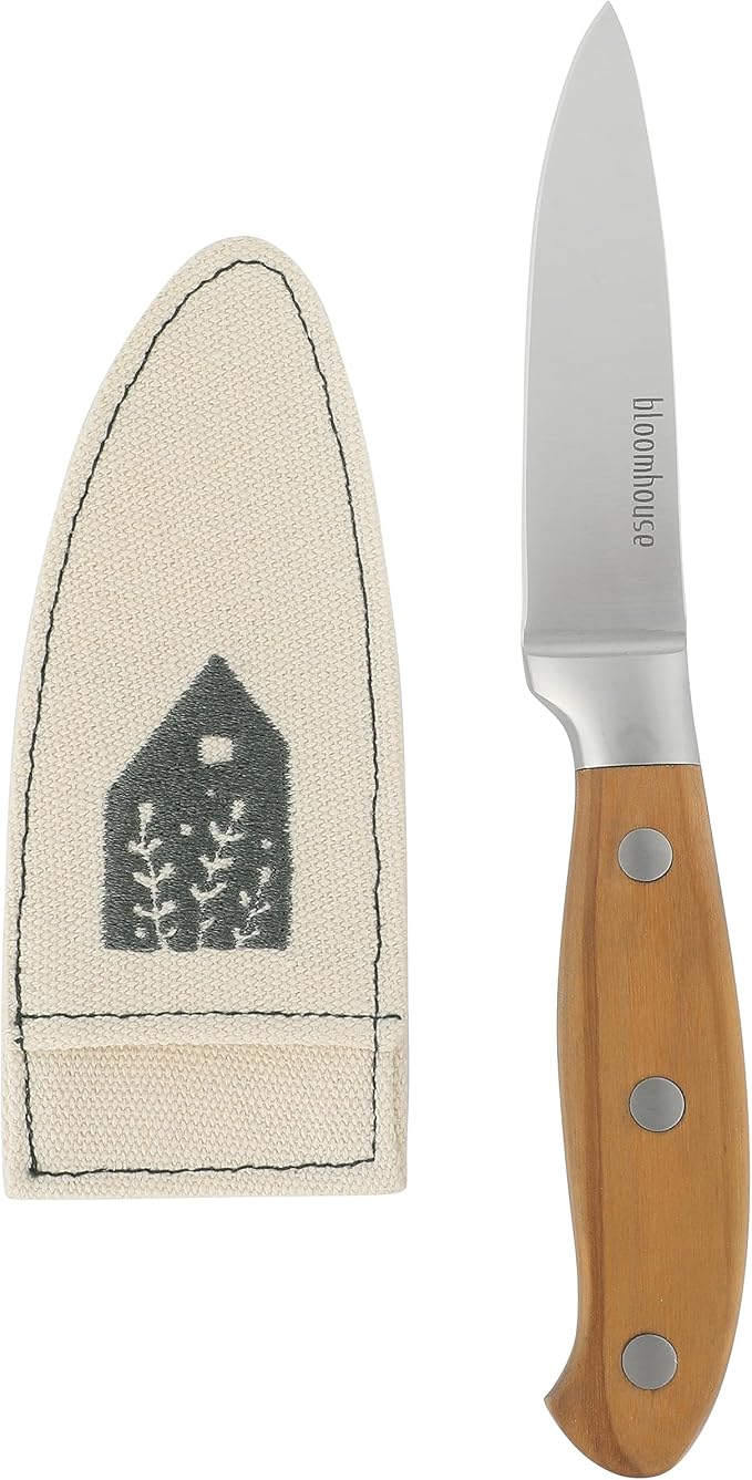 Bloomhouse 3.5 Inch German Steel Paring Knife W/Italian Olive Wood Forged Handle