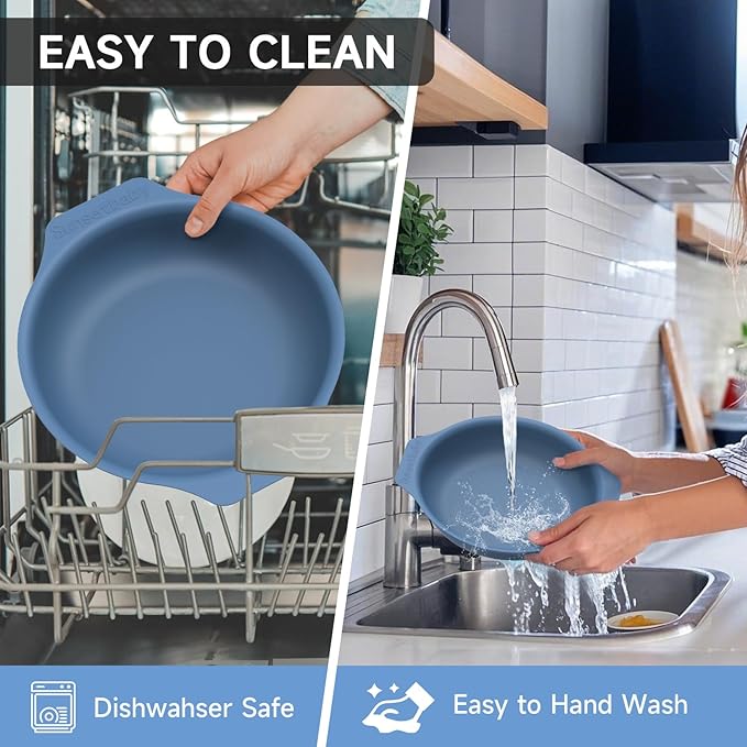 Silicone Pan Protectors for 12-Inch Frying Pans - Non-Slip Stacking Guards, BPA-Free & Dishwasher Safe | Protect Cookware from Scratches (Blue, 2 Pack)