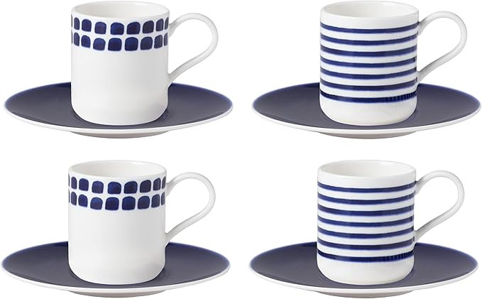 kate spade new york Charlotte Street 8-Piece Espresso Cup & Saucer Set, Blue