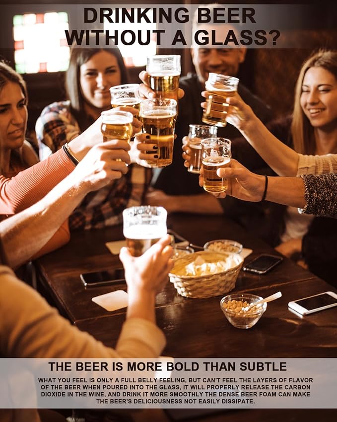 Pint Glasses,20oz British Beer Glass,Classics Craft Beer Glasses,Premium Beer Glass Tumbler Set of 4, Unique Design Beer Glasses Easy Stacking in The Cupboard