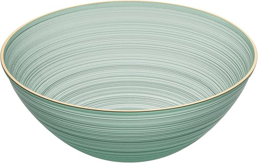 Restaurantware Plastic Bowls 100 Pcs 16 oz Gold Rimmed Disposable Soup Bowls Heavy-Duty Green Translucent Rippled Dinnerware Containers for Party, Desserts, Salads, Snacks, and Catering