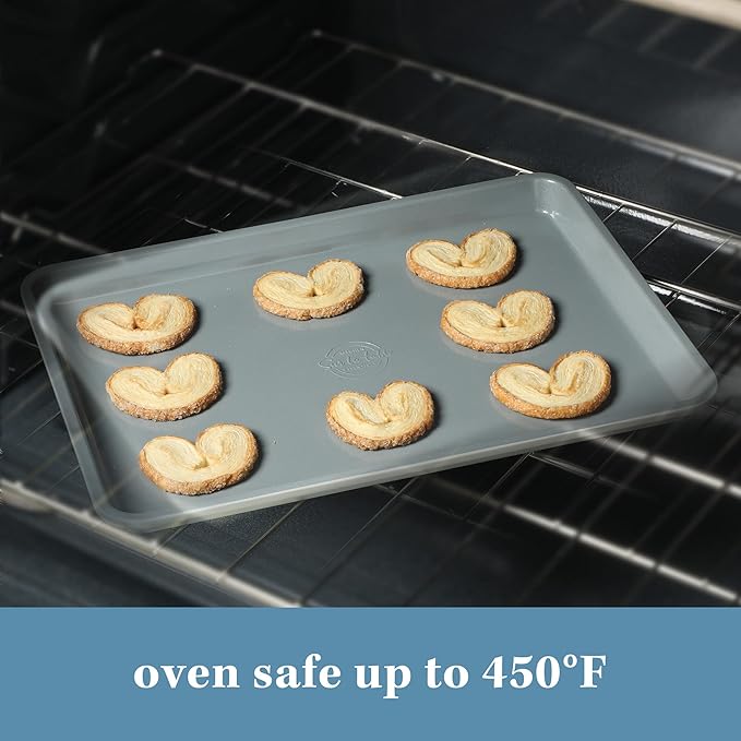 Sur La Table Kitchen Essentials Bake Sale 15 X 10 Inch PFOA, PFAS, PTFE Free Nonstick Cookie/Baking Sheet - Linen White (Pack of 4)