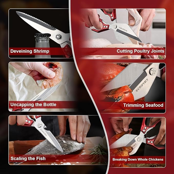 Dream Reach Kitchen Shears Set - Heavy Duty Kitchen Scissors for Food with Ergonomic Handle, Poultry shears for Chicken, Meat, Seafood, Bone Cutting, Gift Box Included