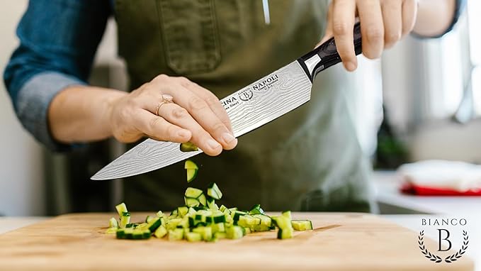 Kitchen Knife Set of 5 Piece | Satin Finish Blade with Hollow Handle | Includes 3.5" Paring, 5" Utility, 7" Santoku, 8" Bread, 8" Chef Knives