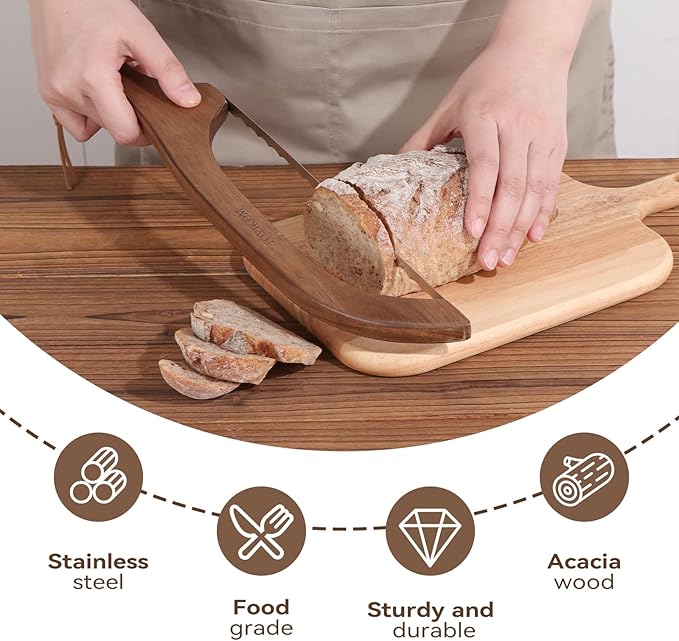 Sourdough Bread Knife for Homemade Bread, Sourdough Bread Slicer for Homemade Bread, Bread Cutter for Homemade Bread, Serrated Bread knife, Sourdough Knife for Slicing, Bread Bow Bread Saw