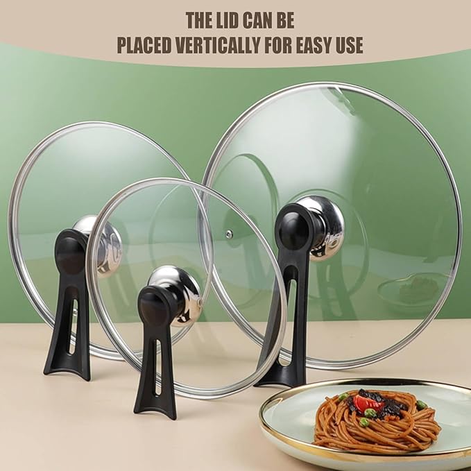 10.5 Inch Pan Lid, Universal Pot Lid, Support Vertical Placement, 4mm Clear Tempered Glass, Compatible with Dishwasher and Ovens