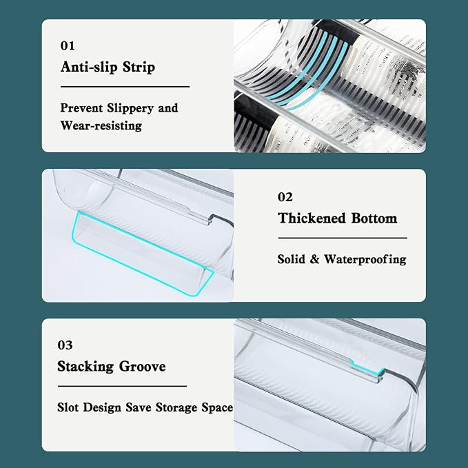 Set of 4 Refrigerator Wine Rack, Cabinet Water Bottles Storage Organizer, Stackable Wine Rack for Kitchen Countertop Save Space, 1-Bottle 4 Packs