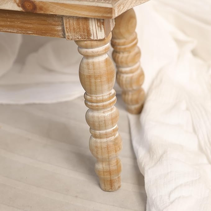 Wooden Bathroom Wood Foot Stool for Adults Kids, Bedside Step Planter Stool for Kitchen(Natural)