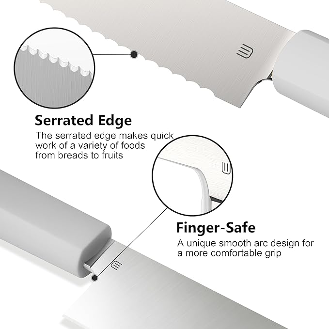 7.5" Serrated Bread Knife for Homemade Bread, Razor Sharp AR-RPM9 Steel & Innovative Wavy Edge, Professional Serrated Knife for Sourdough Bread Cake, Gift Box for Baker Home Chefs