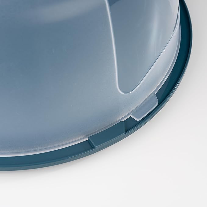 13 Inch Cake Carrier with Locking Lid and Handle, Stylish Big Round Container for Kitchen Storage, BPA Free Stand, Plastic Holder for Transporting, Donuts, Cupcakes, Pies (Navy Blue, Set of 1)