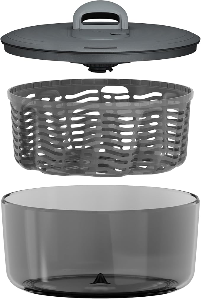 Zyliss Easy Spin Salad Spinner - Fruit & Veggie Dryer - Produce Spinner & Cleaner for Salad Prep - Dishwasher-Safe Kitchen Essential - Non-Slip Bowl with Pull Handle - Grey Easy Spin Small