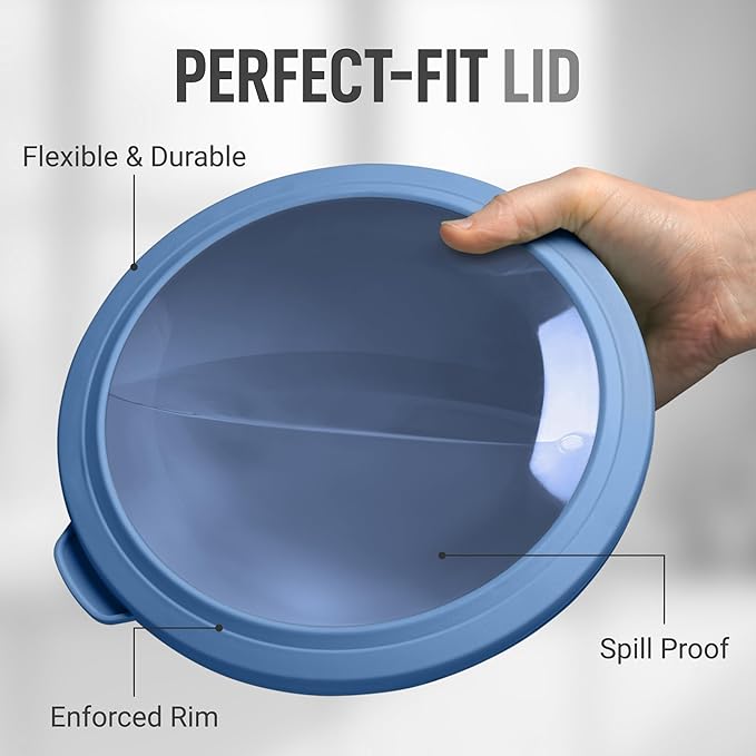 Zulay Kitchen 12 Piece Plastic Mixing Bowls with Leak-Proof Lids Set - Microwave and Freezer Safe Kitchen Mixing Bowls for Preparing, Serving and Storing - Large Nesting Bowls (Blue Ombre)