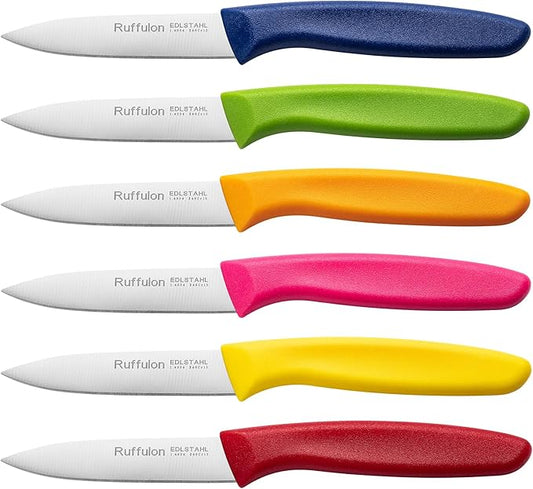 Paring Knife Fruit Knife Set (6 Pieces), Ultra Sharp Stainless Steel Vegetable and Fruit Knife with PP Plastic Ergonomic Handle for Cutting Fruits and Vegetables.