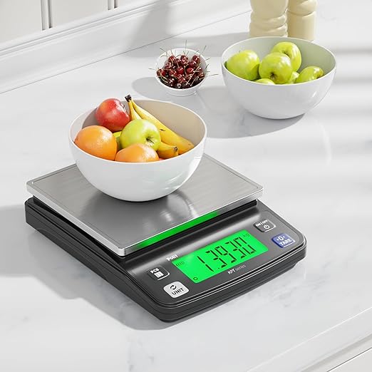 Polit Digital Kitchen Scale KPT 13lb/6kg|0.5g/0.02oz Precision Food Scale with LCD Display|Stainless Steel Top|Battery or Plug-in|Grams & Ounces Baking Scale for Cooking, Counting, and Measuring