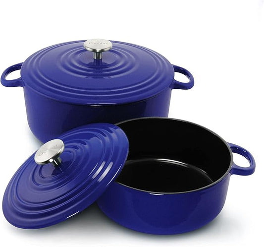 Chantal Enameled Cast Iron Cookware, 4 pc Set, Cobalt Blue
