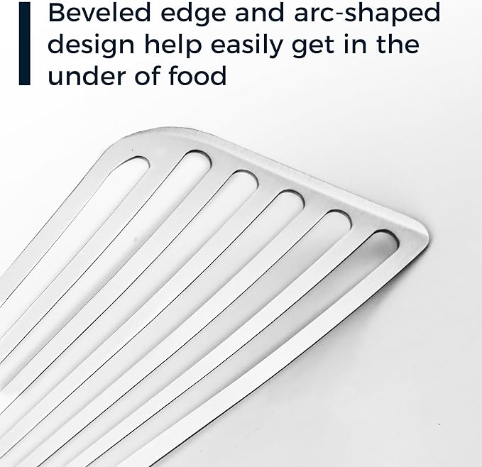 18/8 Stainless Steel Fish Spatula, Thin Long Flexible 12.5-in Metal Spatula Fish Turner Brushed Kitchen Utensil for Outdoor Grilling Daily Barbeque, Dishwasher Safe