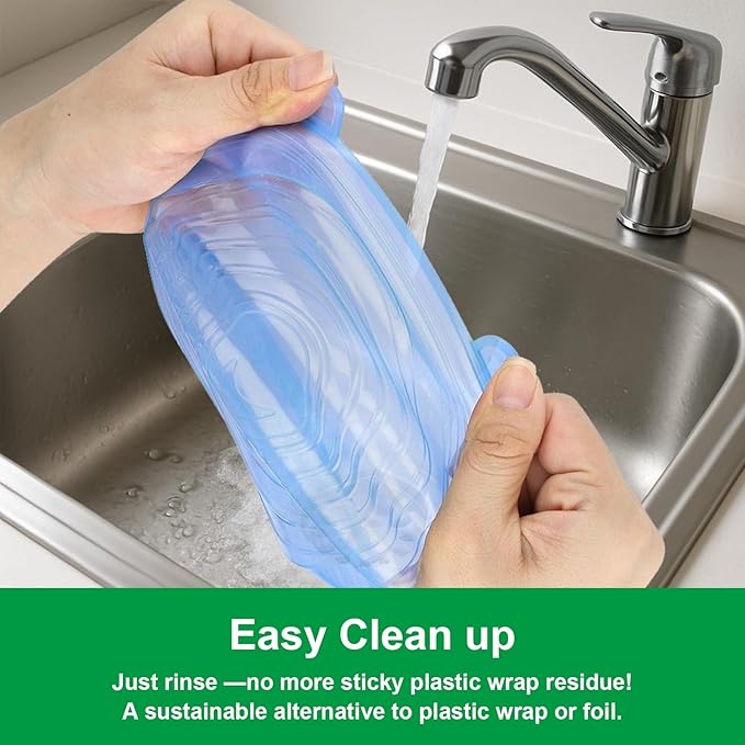 Silicone Stretch Lids – 12 Pack Reusable Food Covers,Flexible Silicone for Bowls, Containers, Fruits – Airtight & Leakproof Seal for Kitchen Storage (Blue)