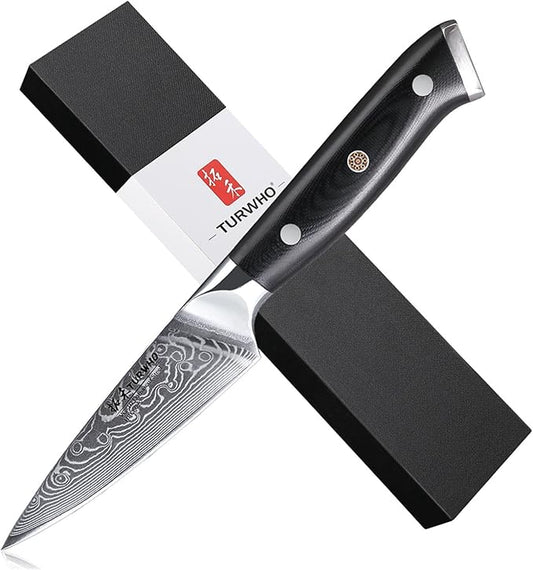 Professional Paring Knife 3.5 Inch - Classic Damascus Japanese VG-10 Steel Fruit Knife