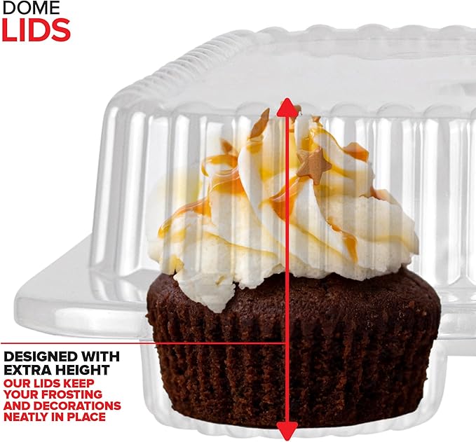 Stock Your Home Mini Disposable Plastic Cupcake Containers (40 Pack) 12 - Count Tray Compartment, Small or Mini Cupcakes Box/Holder/Carrier with Clear Connected Dome Lid, BPA Free