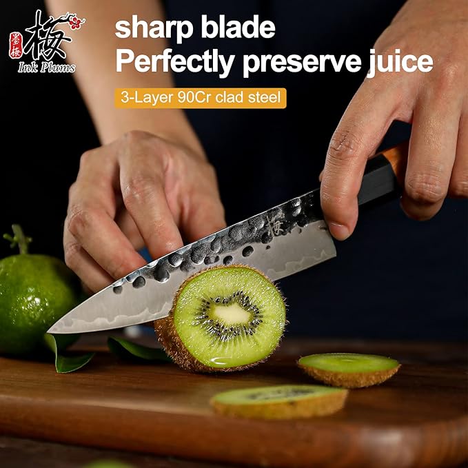 5.7 Inch Paring Knife For Kitchen,Utility Knife,Sharp High Carbon Stainless Steel Fruit Knife With Olivewood Handle,Handcrafted Peeling Knife, Fruit Knife