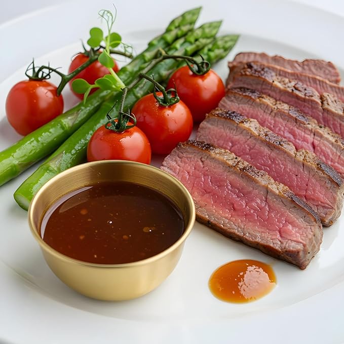 16 Pcs 3.5 inch Stainless Steel Sauce Dishes Mini Individual Saucers Bowl Round Seasoning Dishes Sushi Dipping Bowl Appetizer Plates (Gold)