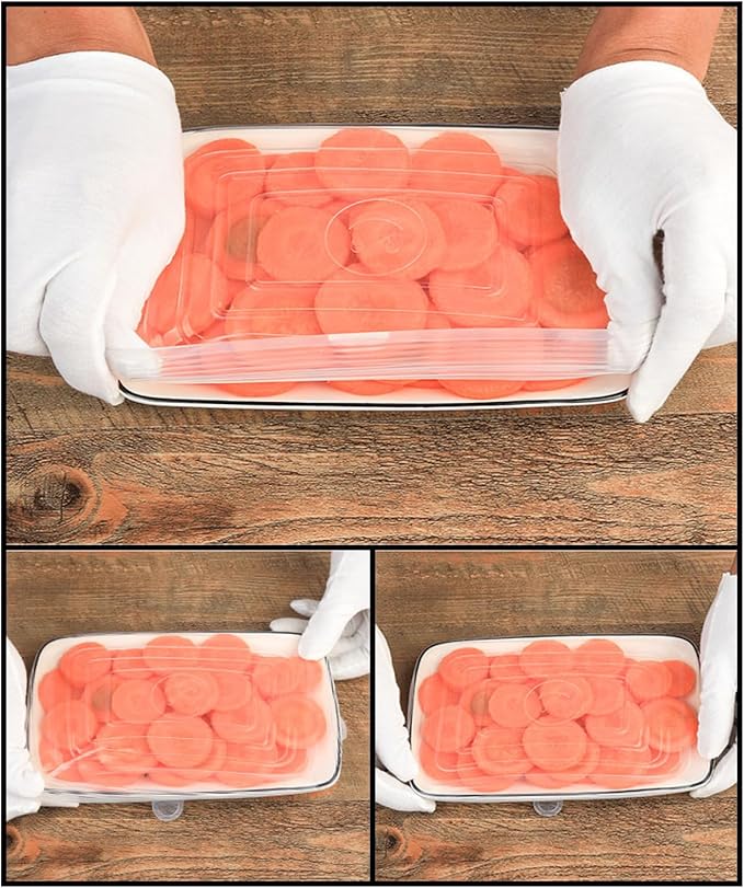 TopHomer 12 Packs Rectangular Silicone Stretch Lids Set of 6 Sizes Reusable Sturdy Container Cover, Keeping Food Fresh, Dishwasher and Freeze