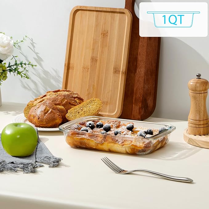 1QT Glass Baking Dish for Oven, Single Serving Glass Pan for Cooking Small Casserole Dish Rectangular Baking Pan Oven Bakeware