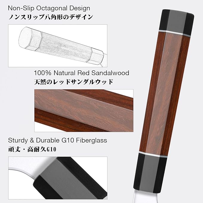 SHAN ZU 10 Inch Japanese Sushi Knife, 9 Layers 10Cr15MoV High Carbon Steel Sashimi Knife, Sharp Cutting Yanagiba Knives with Red Sandalwood Handle for Sushi Making, Slicing & Fish Knives