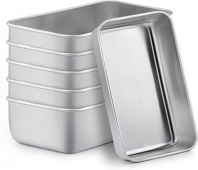 TeamFar Loaf Pans for Baking, 9 × 5 Inch Stainless Steel Loaf Bread Pans Tins for Homemade Bread/Brownies, Healthy & Sturdy, Oven & Dishwasher Safe - Set of 6