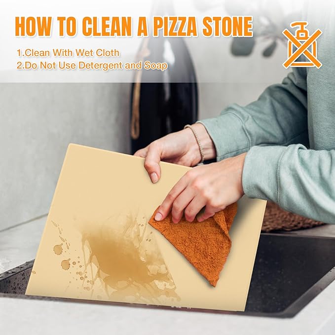 Extra Large Pizza Stone 18 Inch, Rectangular Pizza Grilling/Baking Stone 18" x 18", Industrial Commercial Oven Stone, Ideal for Grilling Baking Several Pizzas Bread - Includes Scaper