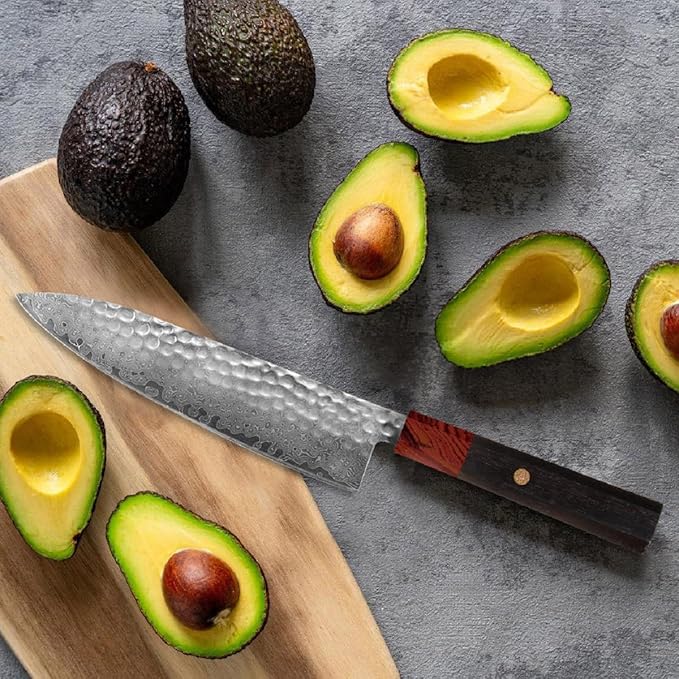 Professional 8 inch Japanese Chef Knife,67 Layers Damascus VG-10 Super Steel Cutting Core - Ultra Sharp Hammered Chef's Knife