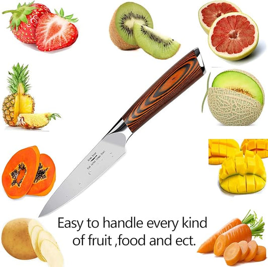 Paring Knife 4 inch - Paring Knives Best Small Kitchen Knife Fruit Knife,German High Carbon Stainless Steel Ultra Sharp Peeling Knife with Ergonomic Handle