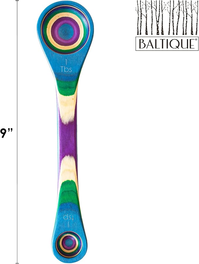 Totally Bamboo Baltique Mumbai Collection 2-in-1 Wooden Measuring Spoon with Tablespoon and Teaspoon Measurements
