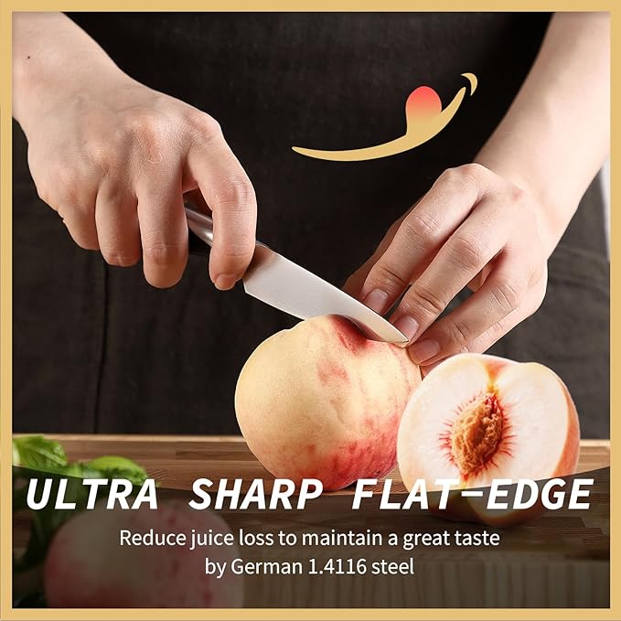 DOLPHIN Forged Paring Knife Set 2, German 1.4116 High Carbon Stainless Steel, Ultra Sharp & Durable, Comfortable Black ABS Handle, Perfect for Dinning & Fruit