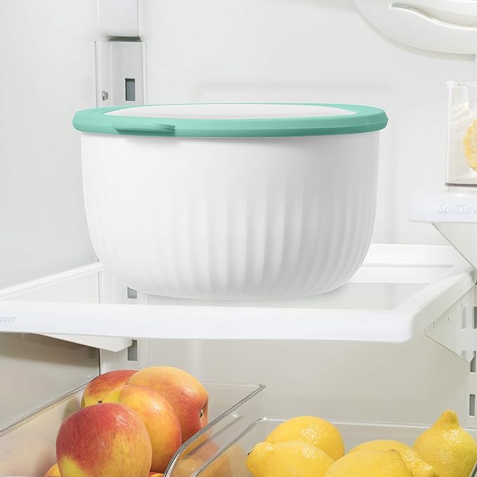 Oggi Prep, Store & Serve Plastic Bowl w/See-Thru Lid - Dishwasher, Microwave & Freezer Safe, (4 qt) Lt Gray w/Dk Gray Lid