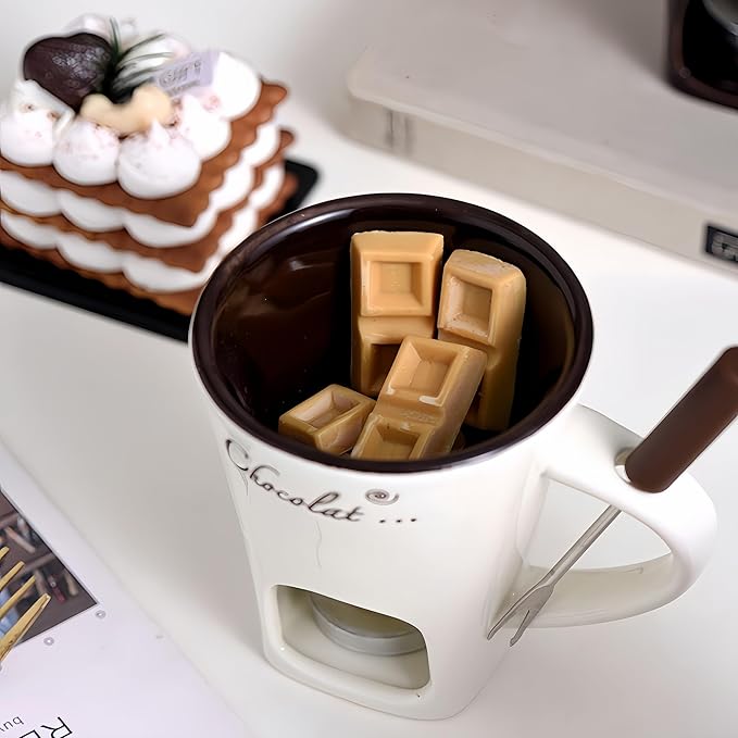 Chocolate Melting Mug Cheese Candy Mini Fondue Pot With Forks