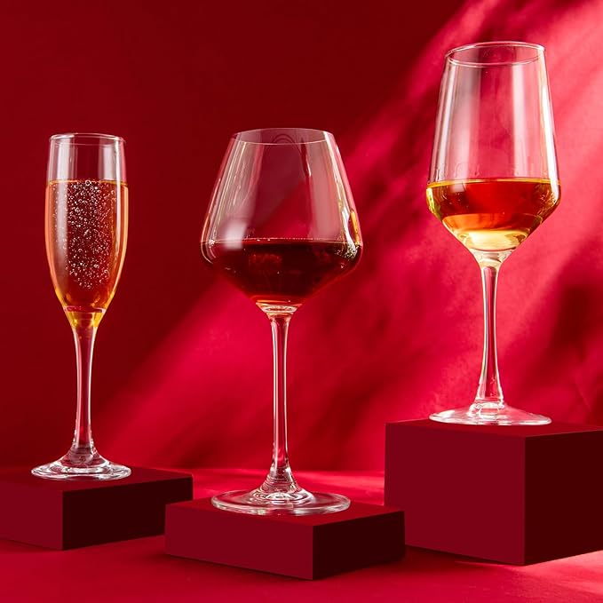 Champagne Glasses,Set of 4,Classic Shape,Hand Blown Elegant Unique Gift for Long stem Sparkling,Wine glasses for Wedding,Birthday Mother’s Day-Ideal for Wine Tasting,Daily Use-6.5 oz,Clear