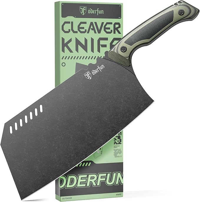 8 Inch Meat Cleaver - German Rust-Resistant Full-Tang Steel, G10 Non-Slip Handle - Professional Bone Cutting Knife for Outdoor Cooking & Butcher Use with Gift Box - Knife For Men