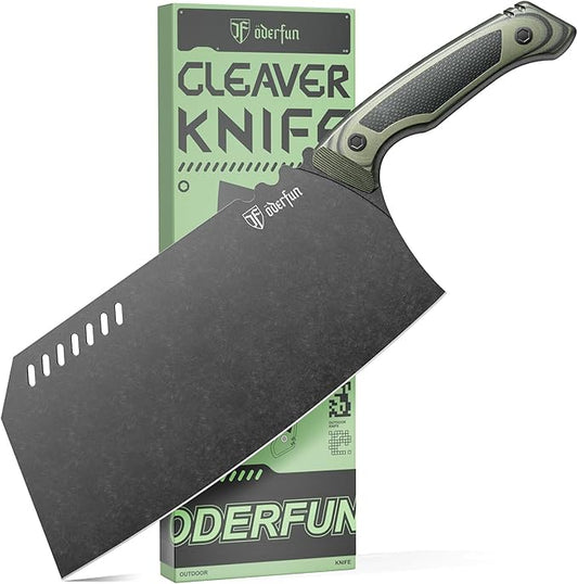 8 Inch Meat Cleaver - German Rust-Resistant Full-Tang Steel, G10 Non-Slip Handle - Professional Bone Cutting Knife for Outdoor Cooking & Butcher Use with Gift Box - Knife For Men