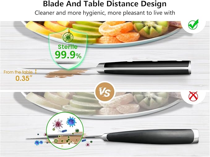 Paring Knife Set, 2PCS Small Kitchen Knives for Fruit, 3.8 Inch Fruit Knives and 2.75 Inch Bird Beak Peeling Knife, Premium Germany Stainless Steel Ergonomic Handle, Elegant Black Ideal for Gift