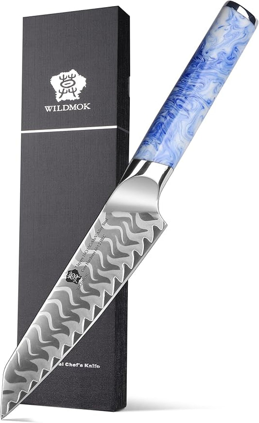 WILDMOK Utility Knife 5 Inch, Ultra Sharp Kitchen Fruit Knives, 7 Layer Alloy Steel Peeling Knife with Resin Handle - Qing Series