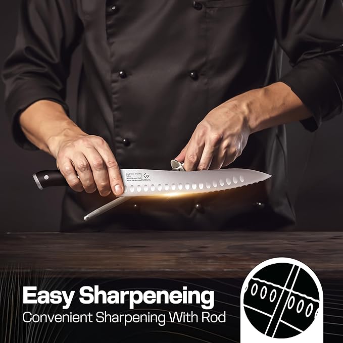 Bread Knife – Serrated Bread Knife for Homemade Bread, Razor-Sharp Stainless Steel Blade, Ideal for Slicing Sourdough, Bagels, Cake & More (Black, 10 Inches)