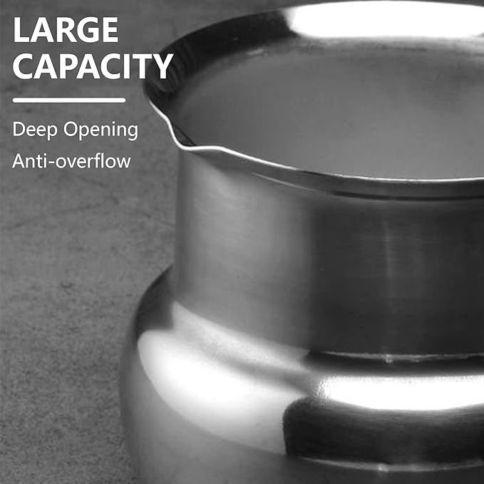 Turkish Coffee Pot with Lid: Stainless Steel Mini Saucepan Chocolate Melting Pot, Milk Warmer Butter Warmer for Stove Top Espresso Coffee Tea Soup Warming (900ML)