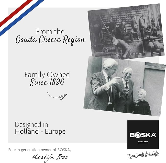 BOSKA Monaco+ Premium Cheese Slicer - Award Winning Cheese Cutter for Block Cheese, Cheddar up to Parmesan - Quilted Pattern reduces Resistance - Non-stick & Ergonomic Handheld